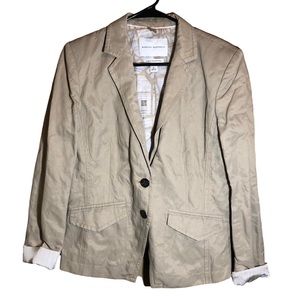Banana Republic Rumpled Jacket Tan Buttery Soft Italian Fabric Size 8
